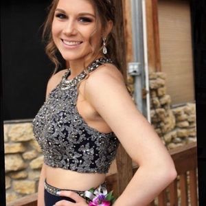 Navy & Gold Prom Dress